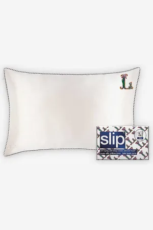 Slip Queen Letter-embroidered Silk Pillowcase 51cm X 76cm
