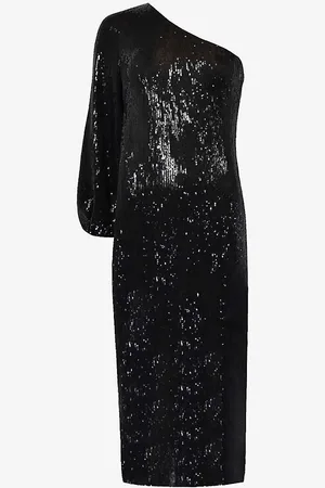 Ro&Zo Selena One-shoulder Sequin-embellished Stretch-woven Midi Dress