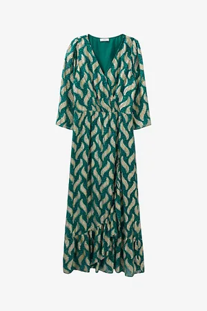 IKKS Paisley-print Metallic-knit Midi Dress
