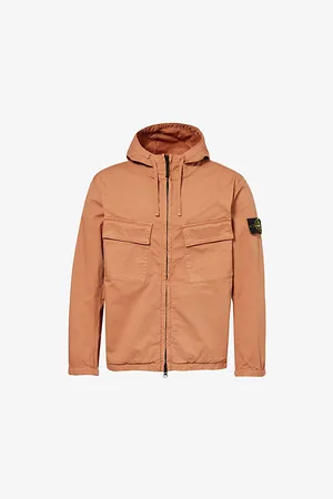 Stone Island Logo-badge Drawstring-hood Stretch-cotton Jacket