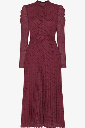 Whistles Dobby Polka-dot Woven Midi Dress
