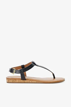 Dune Lari Slim Toe-post Flat Leather Sandals