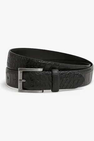 Reiss Albany Croc-effect Leather Buckle Belt