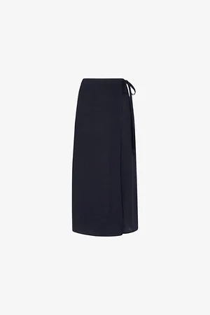 Whistles Wrap Split-front Linen Midi Skirt