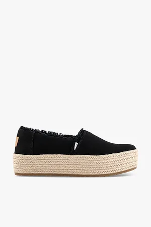 TOMS Valencia Frayed-trim Woven Platform Espadrilles