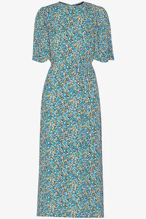 Whistles Floral-print Short-sleeve Woven Midi Dress