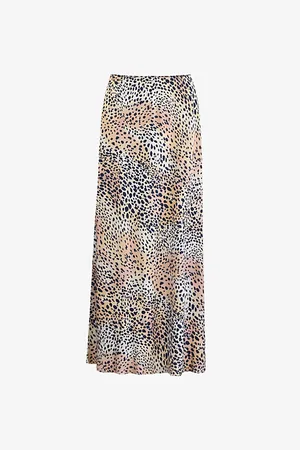 Ro&Zo Leopard-print Split-hem Woven Midi Skirt
