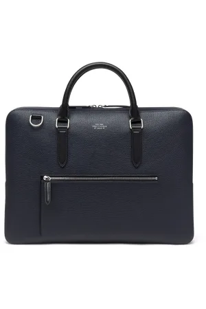 SMYTHSON Slim Briefcase with Zip Front in Ludlow