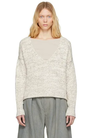 Lauren Manoogian Off-White Marl V Neck Sweater
