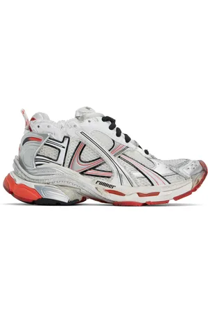 Balenciaga White & Red Runner Sneakers