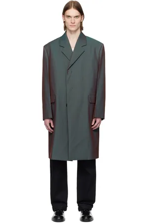 Jil Sander Green & Burgundy Cavalry Twill Coat