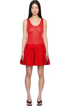 Alaïa Red Knit Godet Minidress