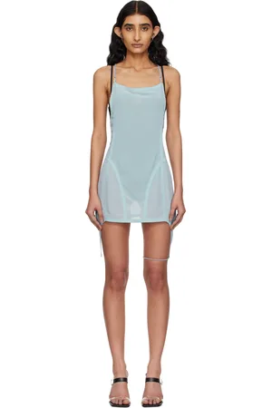 Hyein Seo Blue Beaded Slip Mindress