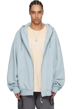 Maison Margiela Blue Embroidered Logo Hoodie
