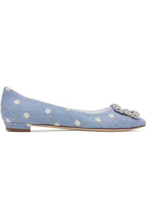 Manolo Blahnik Blue Hangisiflat Ballerina Flats