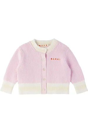 Marni Baby Pink Embroidered-Logo Cardigan