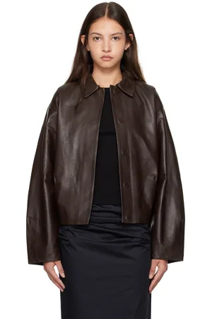 St Agni Brown Cocoon Leather Jacket