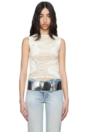 Maison Margiela Off-White Distressed Tank Top