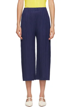 PLEATS PLEASE ISSEY MIYAKE Navy Thicker Bottoms 1 Trousers