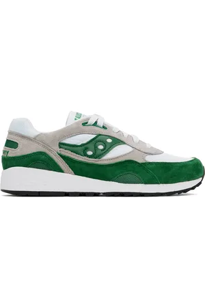 Saucony White & Green Shadow 6000 Sneakers