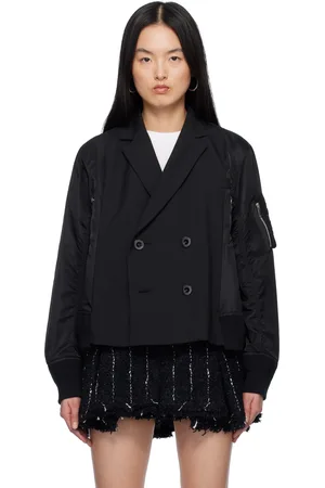 SACAI Black Suiting & Nylon Twill Bomber Jacket