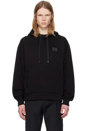 Dolce & Gabbana Black Jersey Branded Tag Hoodie