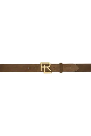 Ralph Lauren Brown RL-Buckle Calf-Suede Belt