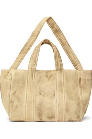 Serapis Beige Tar-Painted Canvas Tote