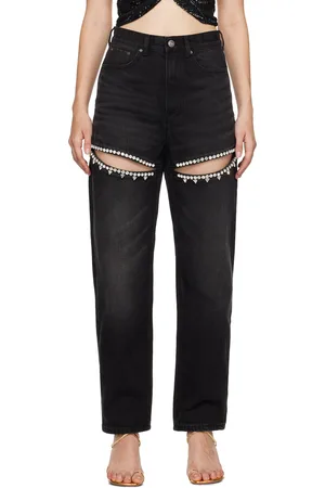 AREA Crystal Slit Jeans