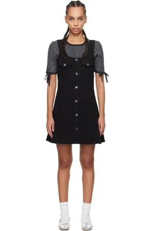 Ganni Black Bonded Crepe Minidress