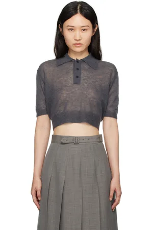 Auralee Gray Sheer Polo