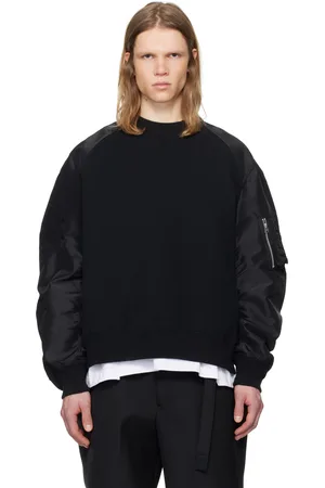 SACAI Black Sponge Sweat x Nylon Twill Pullover Sweatshirt