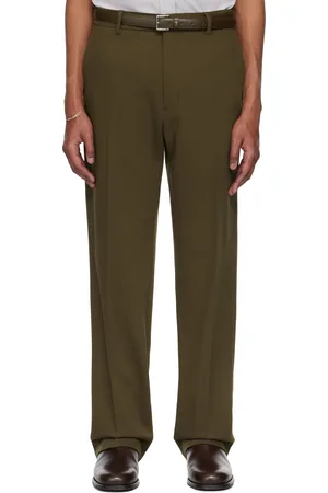 Ami Khaki Wool Straight Fit Trousers