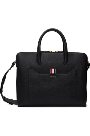 Thom Browne Black Pebble Grain Briefcase