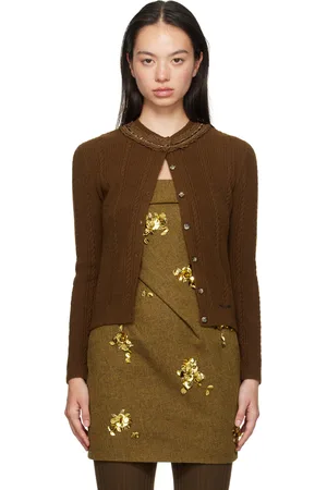 Shushu/Tong Brown Collar Embellished Cardigan