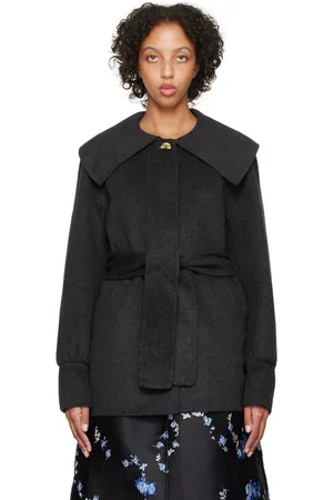 Ganni Gray Relaxed-Fit Coat