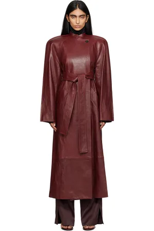 Khaite Red Rothen Leather Coat