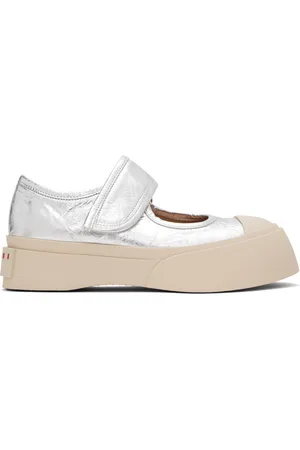 Marni Silver Leather Mary Jane Sneakers