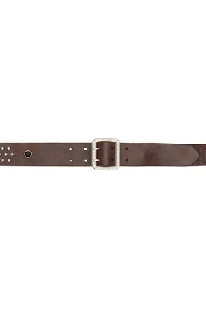 Ralph Lauren Brown Studded Logo Leather Belt