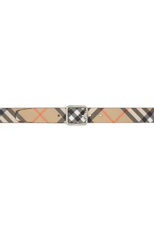 Burberry Beige Reversible Check B Buckle Belt