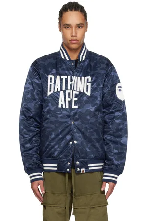 BAPE Solid Camo NYC Logo Varsity Bomber Jacket