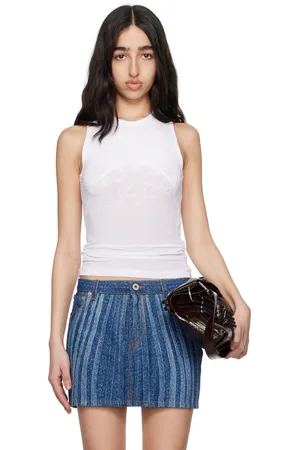 Jean Paul Gaultier White Light Viscose Jersey Tank Top