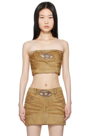 Diesel Brown De-Villess-Fsf Denim Tube Top