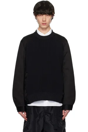 SACAI Black Cotton Chino Mix Sweater