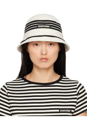 Moncler Off-White & Black Striped Bucket Hat