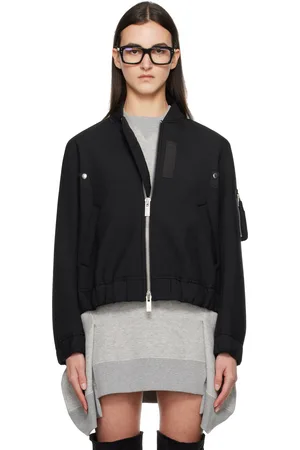SACAI Black Suiting Bonding Bomber Jacket