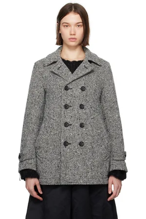 Comme des Garçons Black Tweed Herringbone Coat