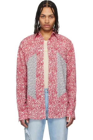 Edward Cuming Red Floral Cotton Classic Lung Window Shirt
