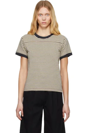 Carter Young Beige & Navy Striped Football T-shirt
