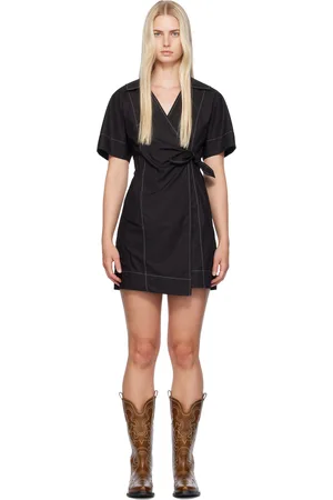 Ganni Black Wrap Minidress